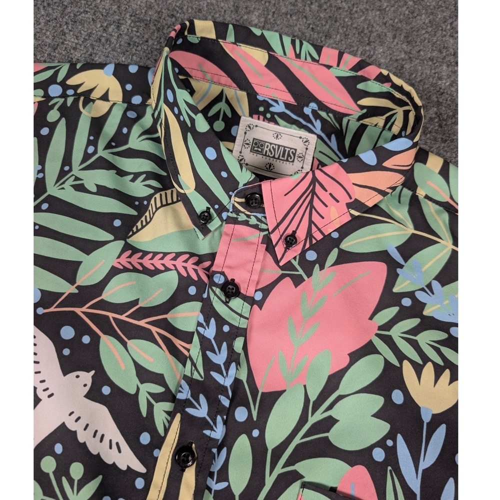RSVLTS Breakfast Balls Springaling Shirt Mens XL Multi Floral Tropical Kunuflex